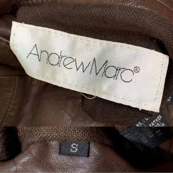 Andrew Marc Genuine Leather Rabbit Fur Coat Jacket Brown Black Gray Size Small - Picture 10 of 12